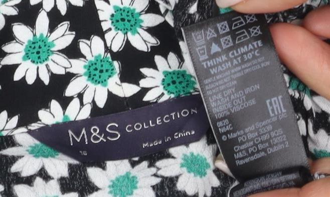 Womens UK Size 12 Marks and Spencer Black Tunic Blouse