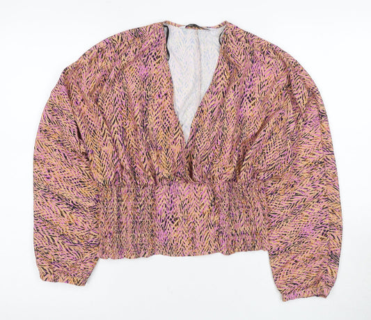 Womens UK Size 12 Zara Multicoloured Wrap Blouse