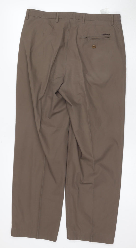 Rohan Women's Brown Travel Trousers Size 34 Straight Fit