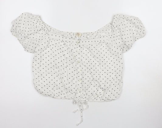 Womens UK Size L Hollister White Peasant Blouse