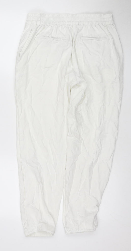 Monsoon Women's White Cotton Jogger Trousers Size 10