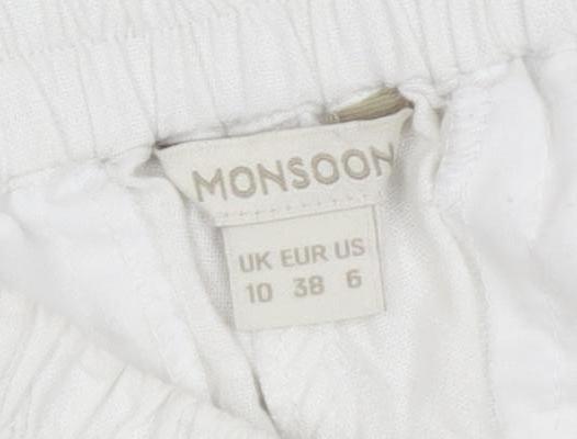 Monsoon Women's White Cotton Jogger Trousers Size 10