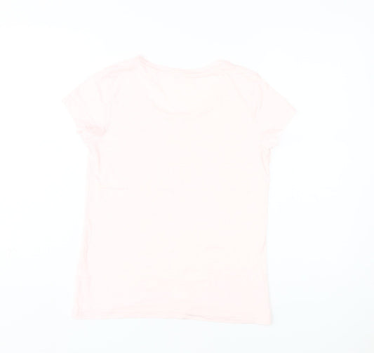 Jack Wills Women's Pink Scoop Neck T-Shirt Size 8