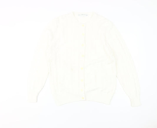 Womens UK Size 12-14 St Michael White Cardigan Jumper