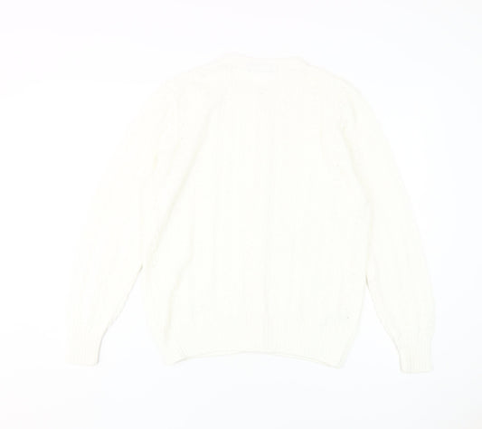 Womens UK Size 12-14 St Michael White Cardigan Jumper