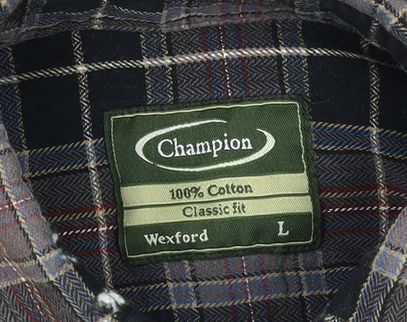 Champion Men's Multicoloured Plaid Shirt Size L
