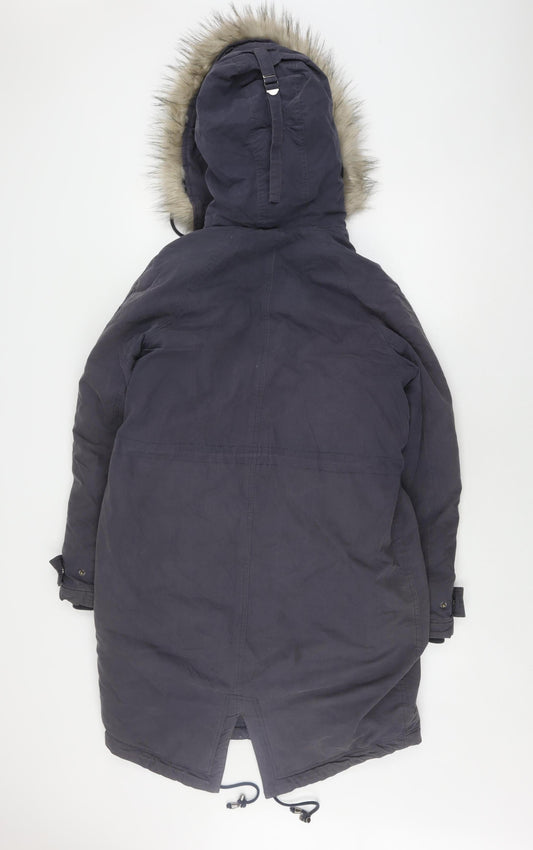 ASOS Men’s Black Parka Jacket, Size 38, Winter-Ready