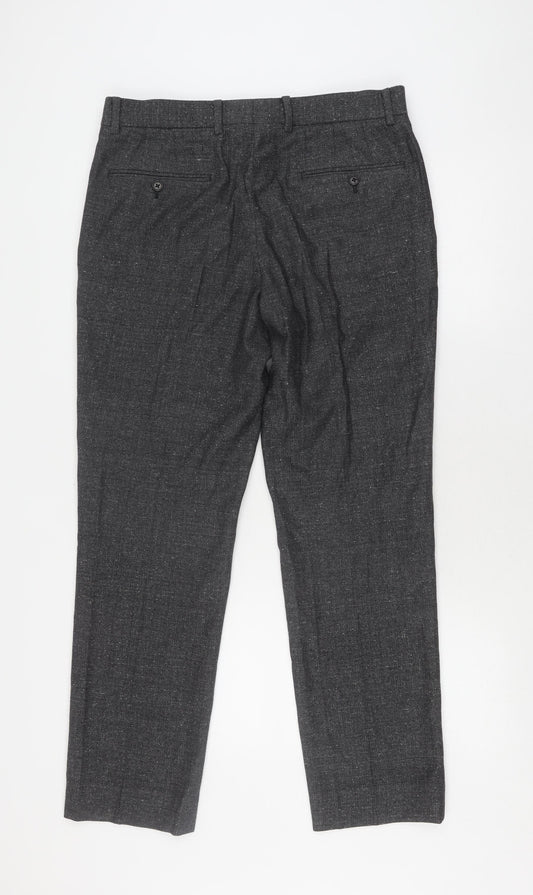 Mens UK Size 32 Club Monaco Classic Fit Formal Black Trousers