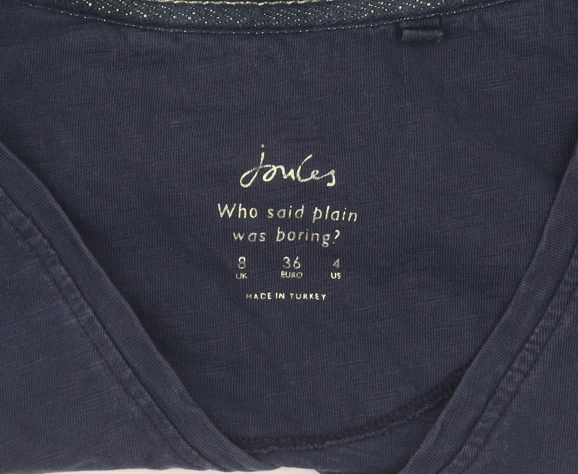 Womens UK Size 8 UK Joules Blue Basic T-Shirt