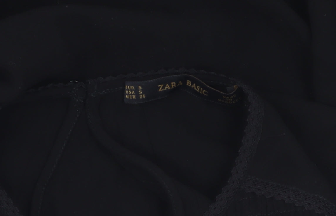Womens UK Size S Zara Black Basic Blouse