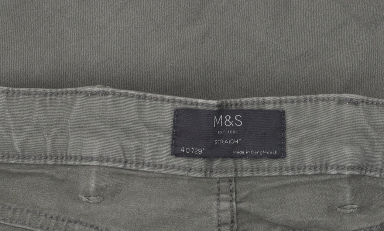 Unisex Adultss UK Size 40 Marks and Spencer Relaxed Fit Casual Workwear Green Tr