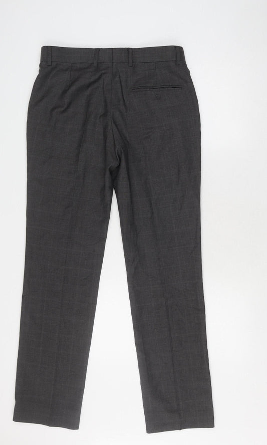 Racing Green Men's Grey Dress Pants 32 Check