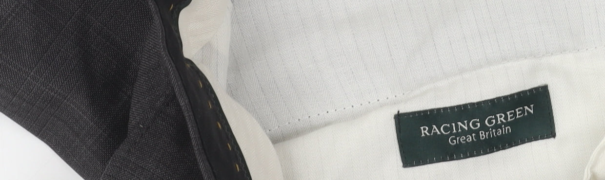 Racing Green Men's Grey Dress Pants 32 Check