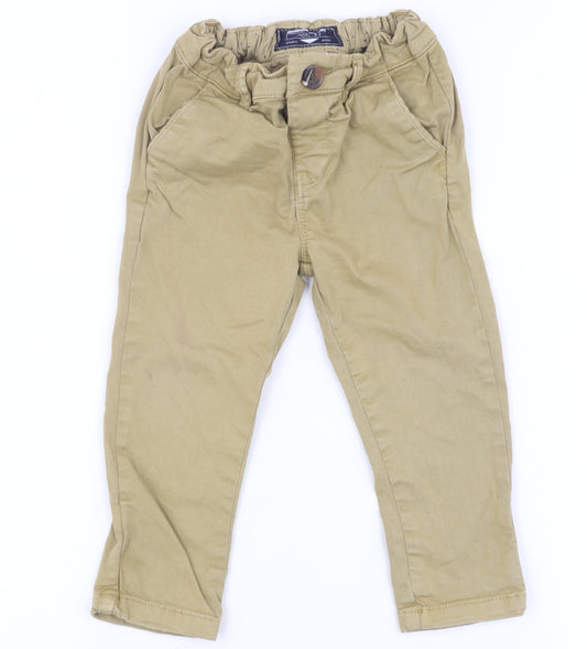 Next Boys Beige Chino Trousers 9 Months Elastic Waist Casual