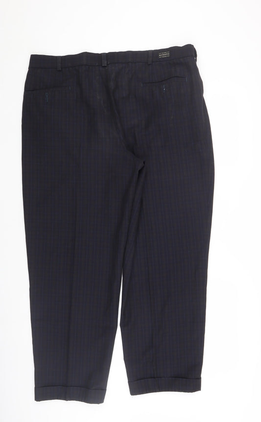 Marks & Spencer Men's Blue Check Trousers Size 40