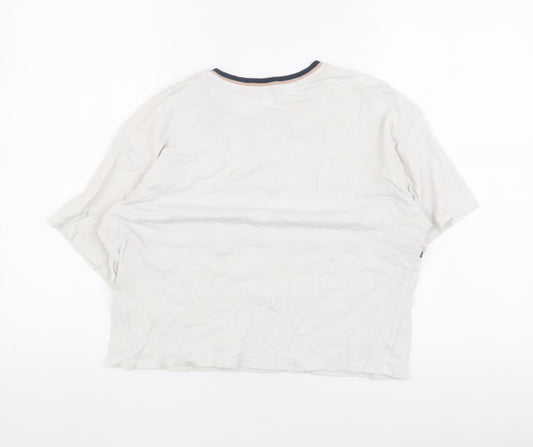 Womens UK Size M Pull & Bear White Cropped T-Shirt