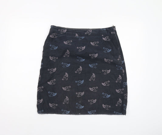 White Stuff Women's Black Animal Print Pencil Skirt 10
