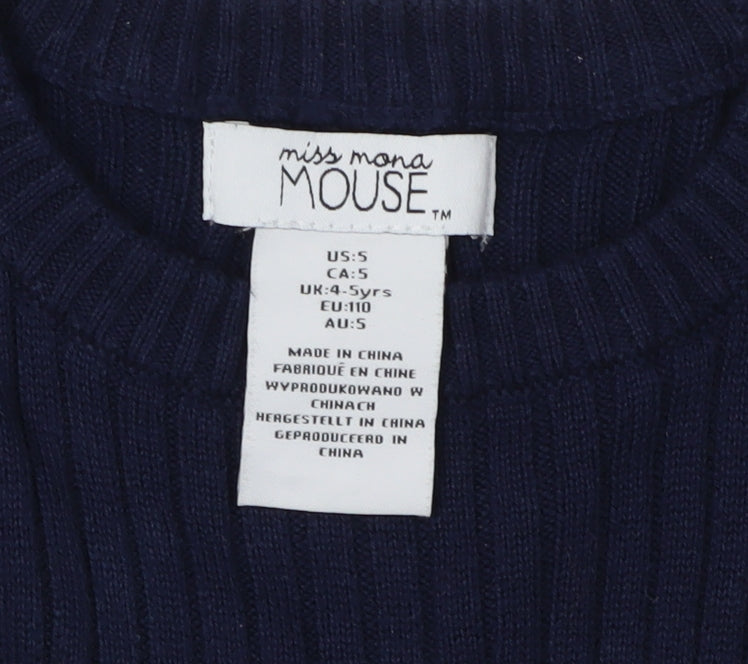 Miss Mona Mouse Girls Blue Knit Fit & Flare Dress 4-5 Years