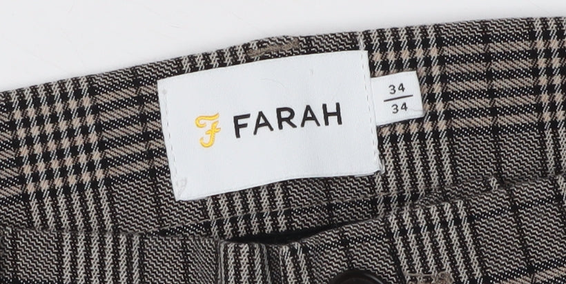 Farah Men's Multicoloured Check Slim Chino Trousers 34