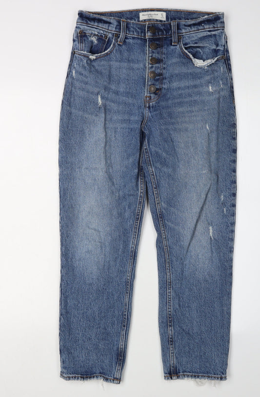 Womens UK Size 4 Abercrombie & Fitch Regular Fit Mom Blue Jeans
