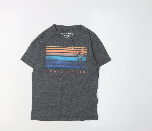Abercrombie & Fitch Kids Boys Grey Graphic T-Shirt 5-6 Years Casual