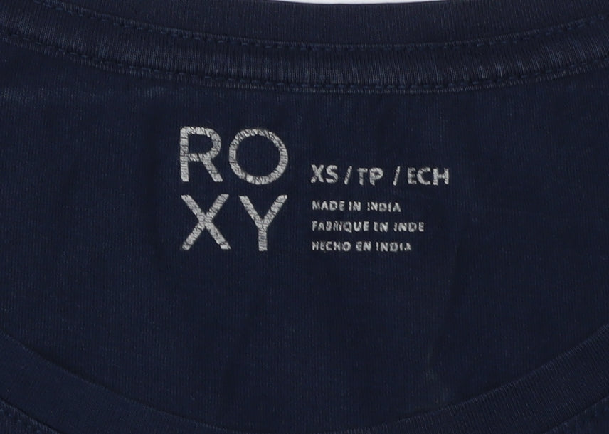 Womens UK Size XS ROXY Blue Basic T-Shirt