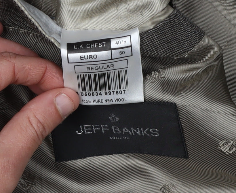 Mens UK Size 40 Jeff Banks Regular Grey Suit Jacket