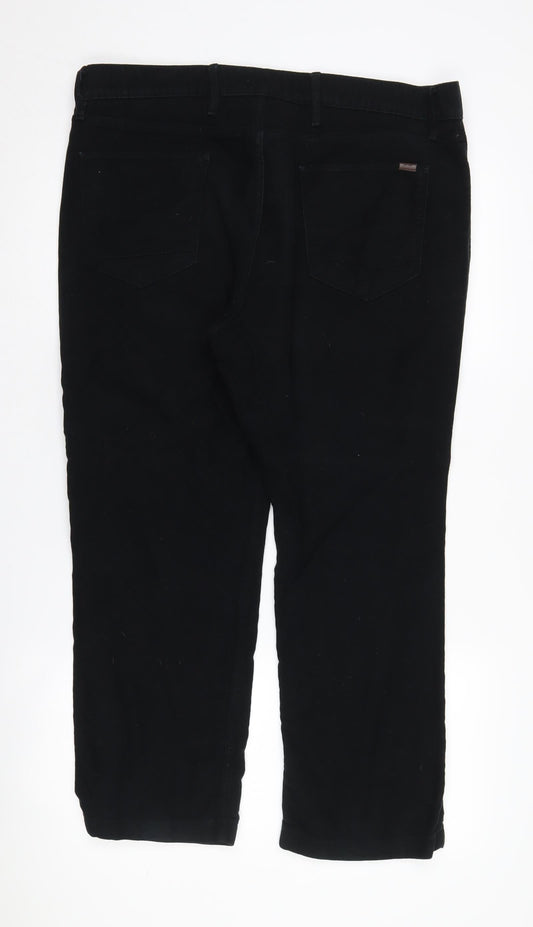Marks and Spencer Men's Black Regular Trousers, Size 38