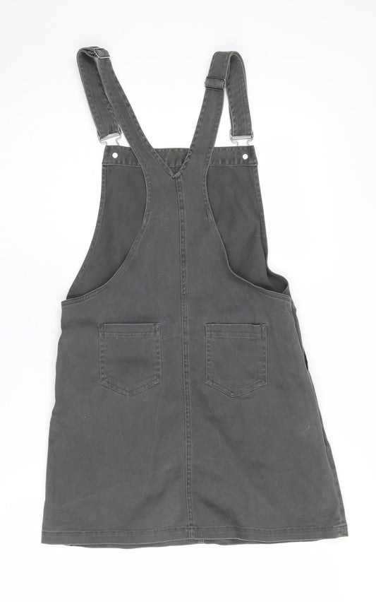 Animal Women's Grey Pinafore Dress Size 6 Casual Canvas Straps
