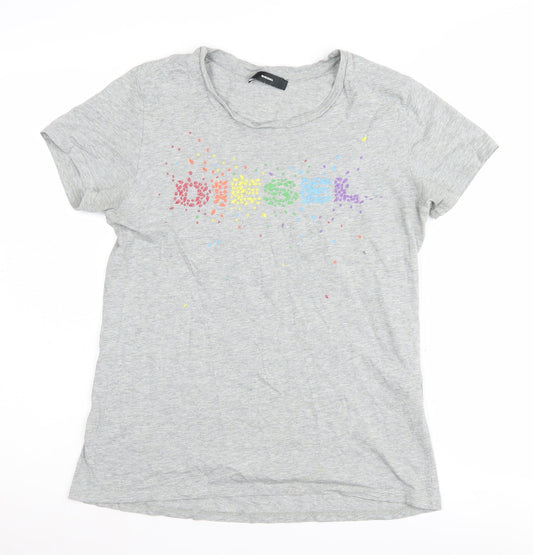 Womens UK Size S Diesel Grey Basic T-Shirt
