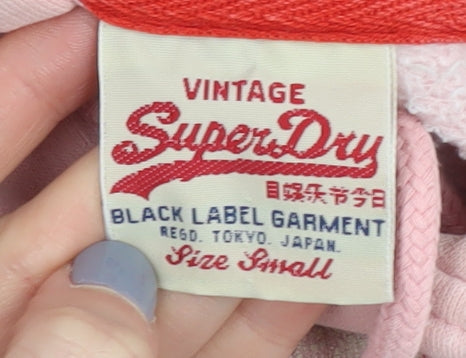 Superdry Women's Pink Pullover Hoodie, Size S, Vintage Style