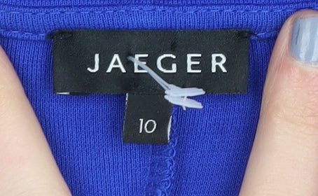 Jaeger Women's Blue 3/4 Sleeve Boat Neck Dress