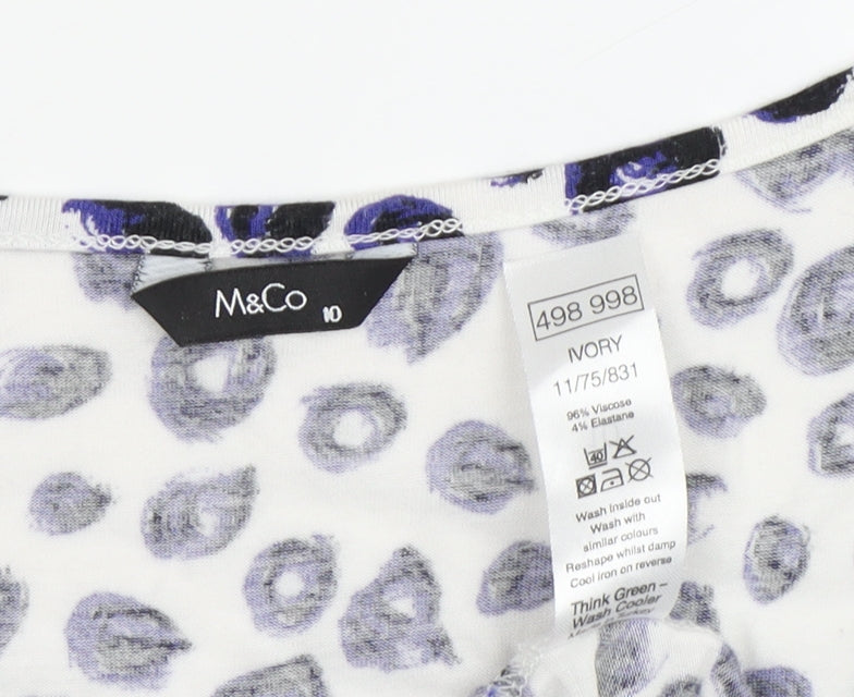 M&Co Women's Ivory Animal Print T-Shirt Size 10