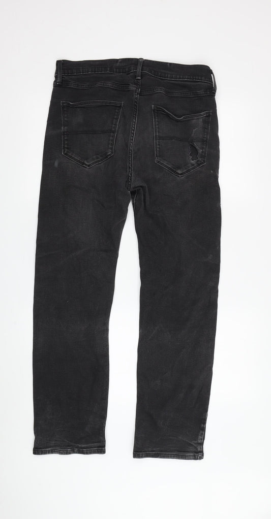 Marks and Spencer Men's Black Straight Jeans, Size 32