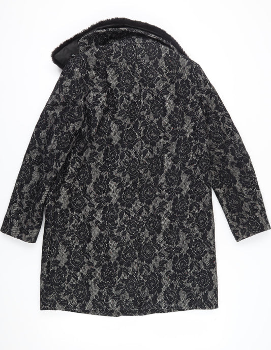 RJR John Rocha Women's Black Floral Overcoat - Size 14