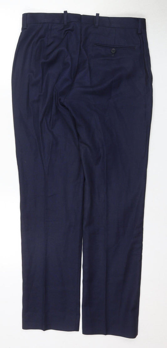 Mens UK Size 32W 32L Charles Tyrwhitt Slim Fit Dress Pants Blue Trousers