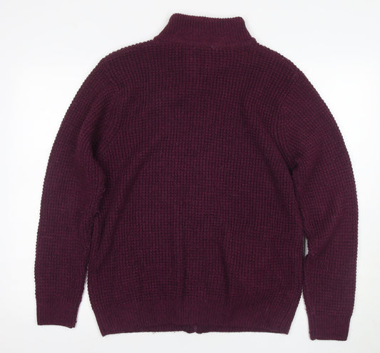 Cotton Traders Men's Purple Full Zip Knit Jumper L
