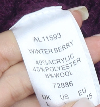 Cotton Traders Men's Purple Full Zip Knit Jumper L