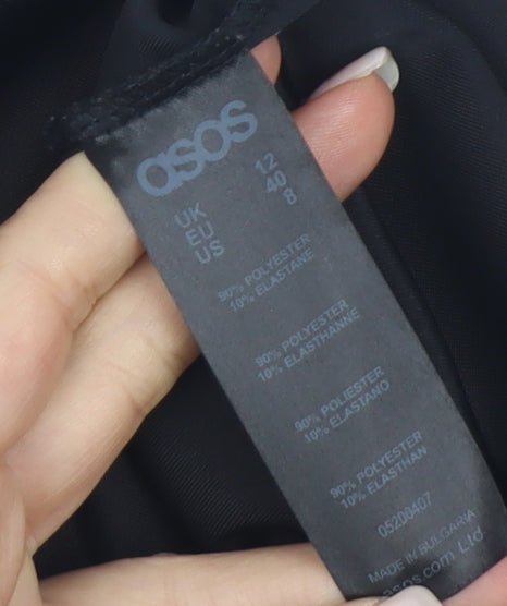 ASOS Women's Black Wrap Dress Size 12 Velvet