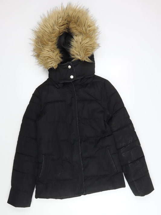 Womens UK Size 8 Warehouse Black Puffer Jacket