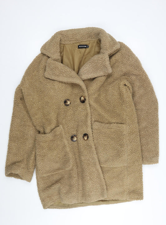 Womens UK Size 10 PRETTYLITTLETHING Beige Pea Coat