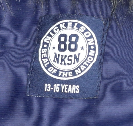 Nickelson Boys Blue Long Parka Jacket 13-14 Years
