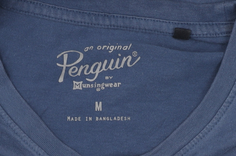 Penguin Men's Blue Crew Neck T-Shirt - Size M