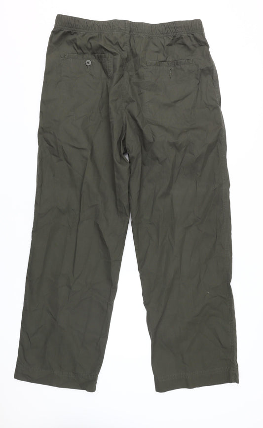 Atlantic Bay Men's Green Cotton Trousers, M, Straight