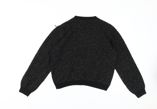 ET VOUS Women's Black Cardigan Size 12 Crew Neck