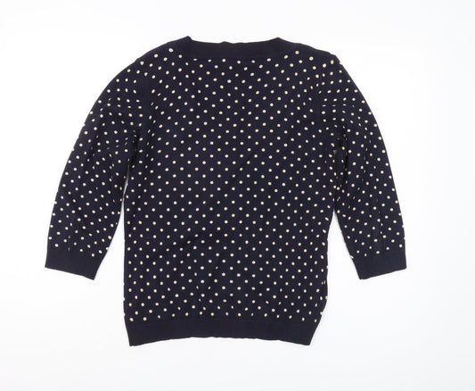 Laura Ashley Women's Blue Polka Dot V-Neck Jumper Size 10