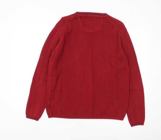 Guise Men's Red V-Neck Pullover Jumper, Size S