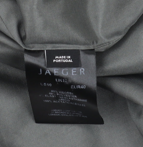 Brand and care label for Jaeger Women's Grey Trouser Suit Blazer UK 12