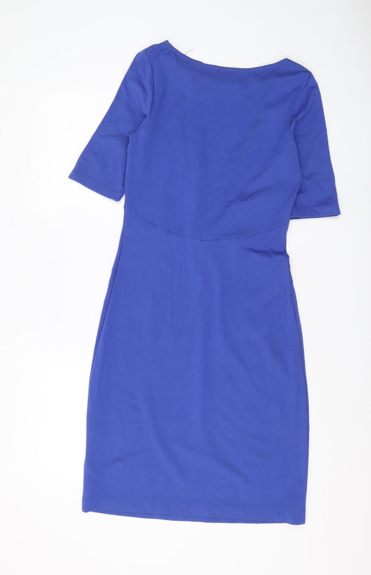 Jigsaw Women's Blue Sheath Dress, Size S, Knee-Length, 3/4 Sleeve