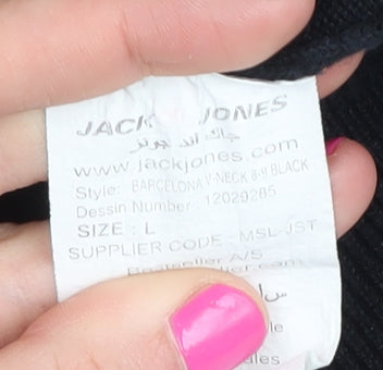 Jack & Jones Men’s Black V-Neck Pullover Jumper L